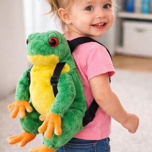 Frog Plush Backpack Kids Green Stuffed Animal Backpack Cute Soft Bag